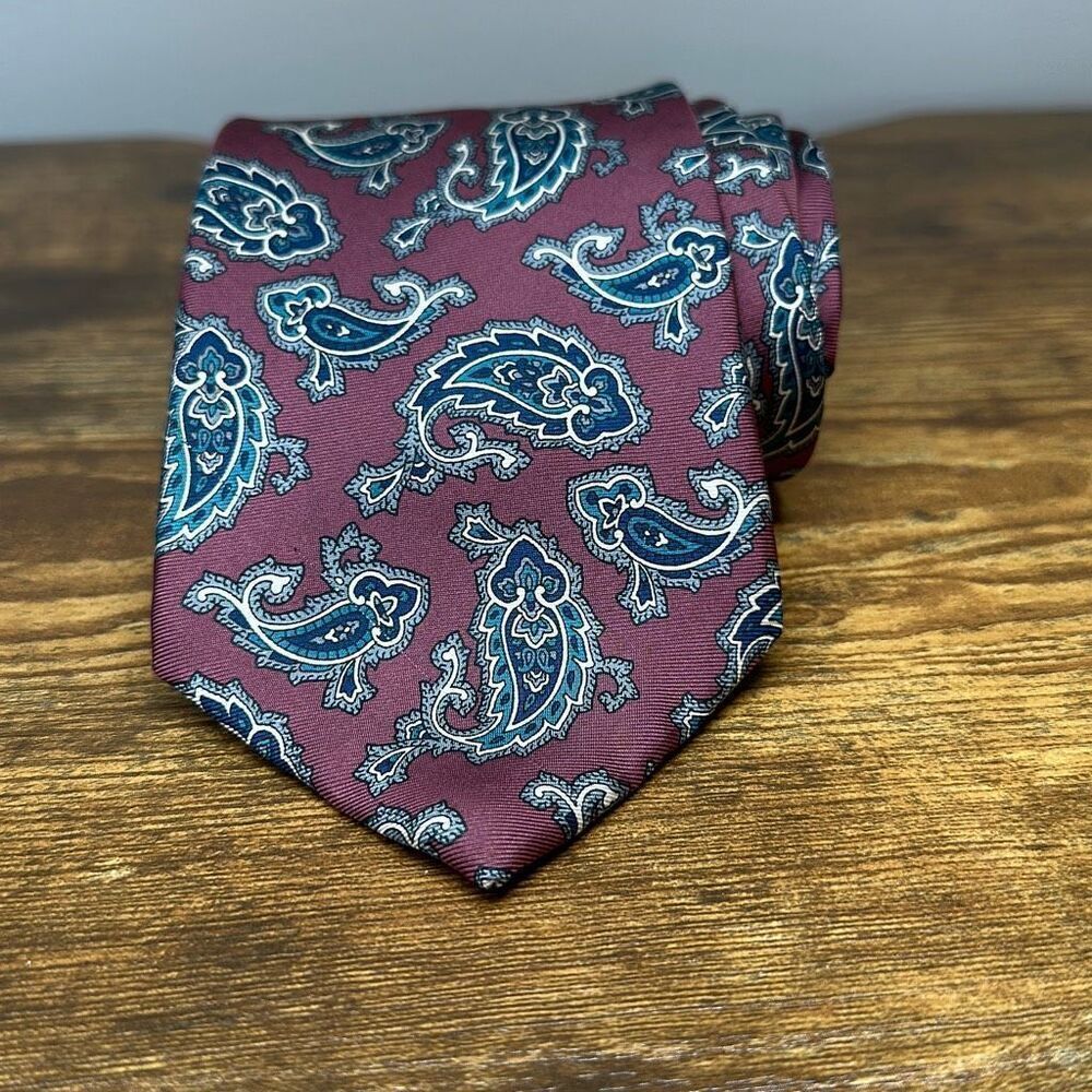 Vintage Christian Dior Monsieur‎ Silk Paisley Print Mens Tie Necktie USA Italy